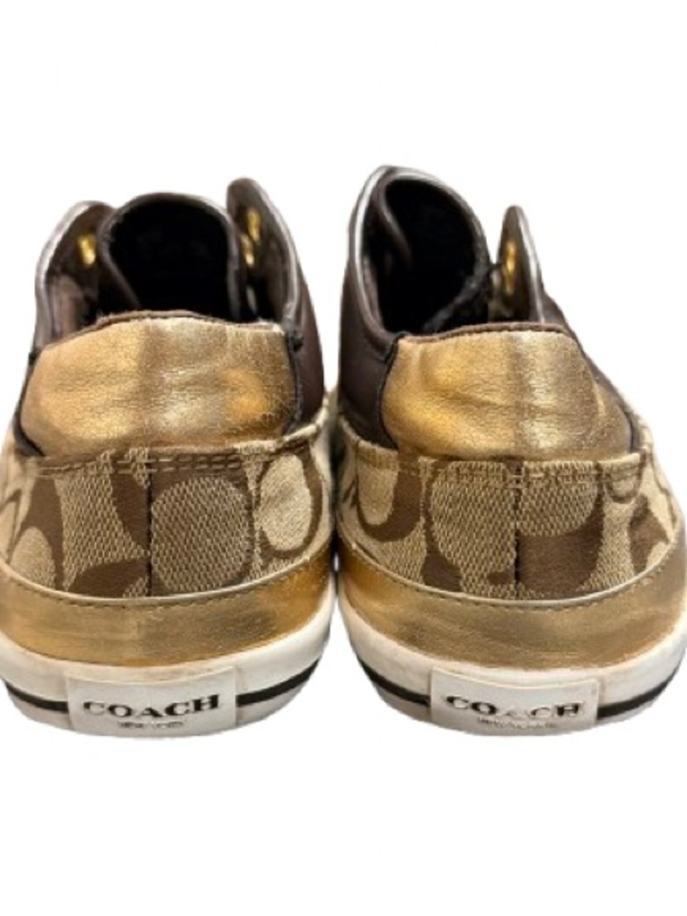 Coach Barrett Signature Jacquard SlipOn Sneakers Canvas Metallic Leather SZ 10B - Picture 4 of 11